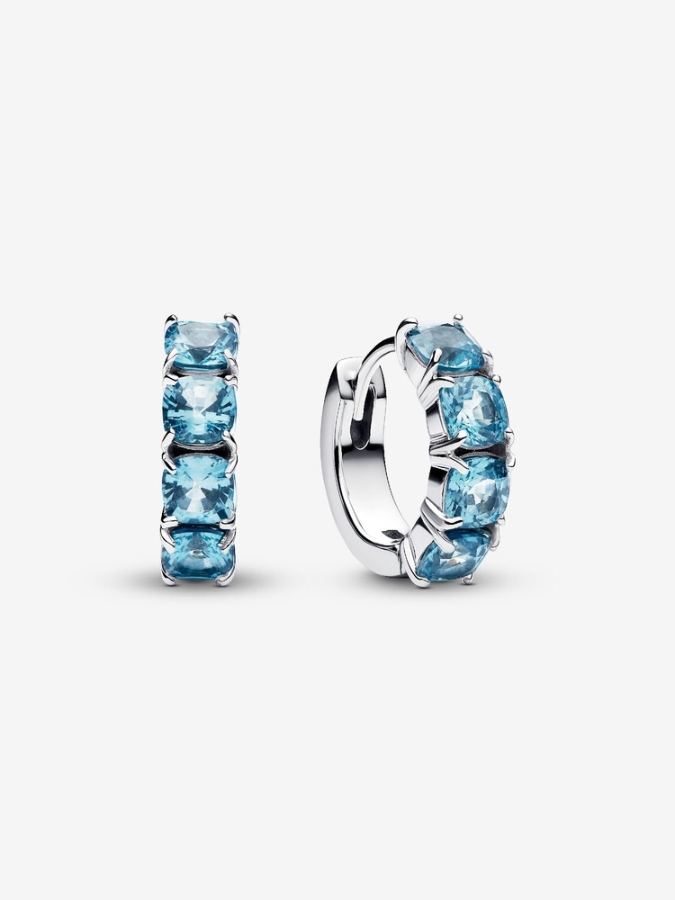 Anneaux de type huggies argent, cristaux bleus - 293851C01 - Pandora