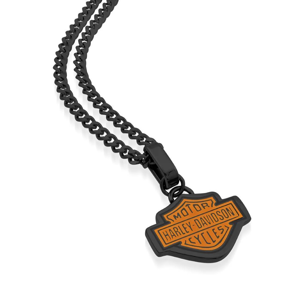 Pendentif Harley Davidson en acier inoxydable 2 tons (noir et orange)