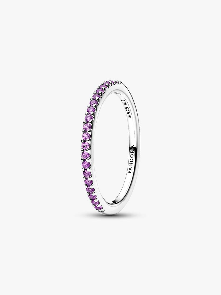 Jonc semi-éternité scintillant, argent, zircons mauve