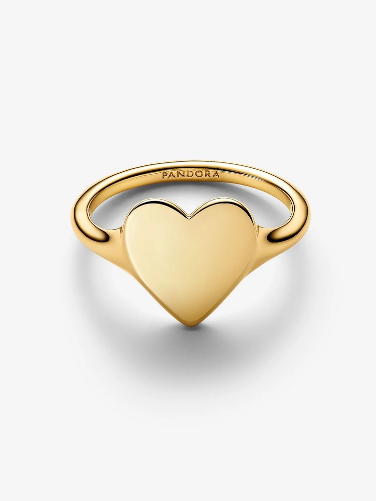 Bague coeur gravable, métal unique plaqué d'or 14 carats - 163988C00-52 - Pandora