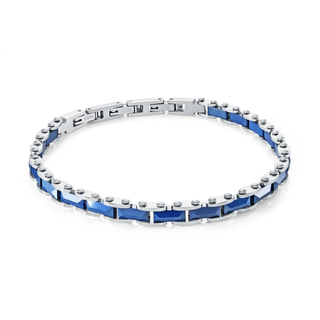 Bracelet acier inoxydable, céramique bleue