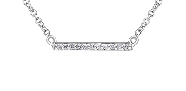 Collier barre or blanc, 5 pts dia tot - DX876W05 - Corona