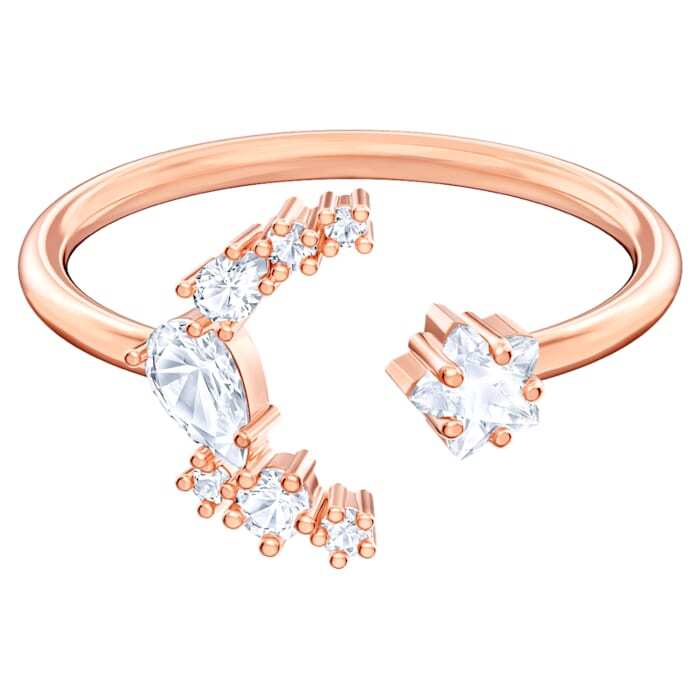 Bague ouverte moonsun, blanc, métal doré rose