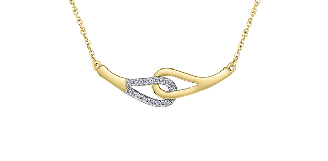 Collier or jaune 10 carats, 13 points de diamant total - DD8301Y13 - Corona