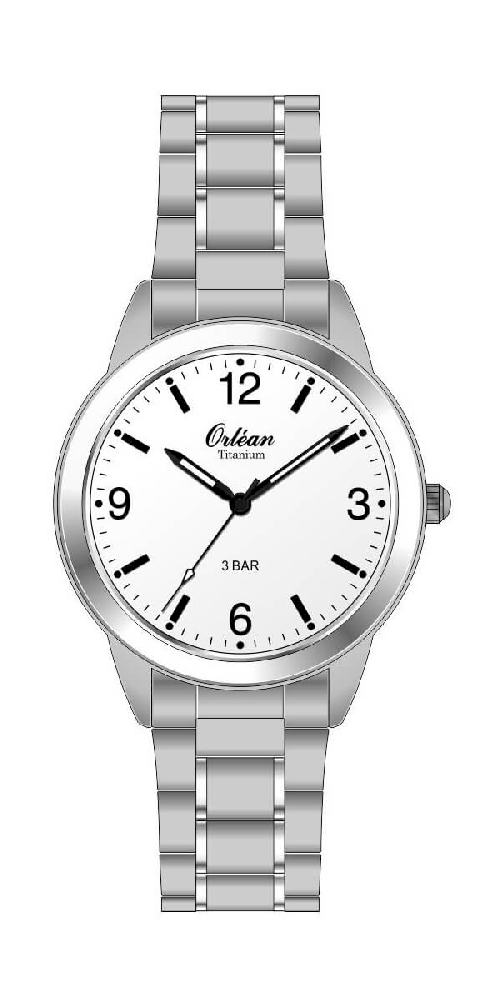 Montre titane, fond blanc - ME3630 - Orlean