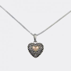 Pendentif coeur, argent, or 18k - PE071G - L'aventurine