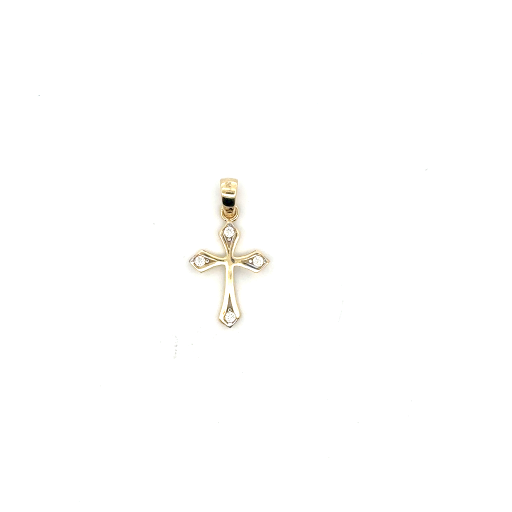 Pendentif croix, or jaune 10 carats, zircons incolores - PAZ-1665-J - Exclusivités