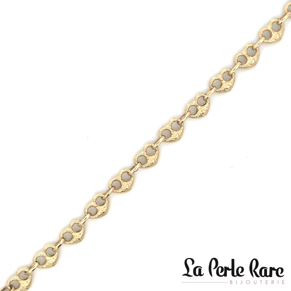 Bracelet coeurs, or jaune 10 carats - LPR-2836-7 - Exclusivités
