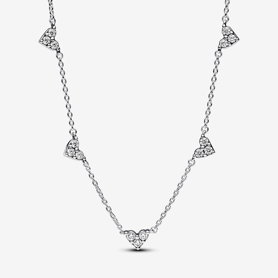 Collier coeurs, argent, zircons