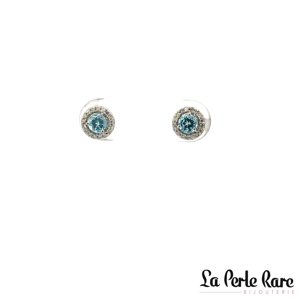 Boucle d'oreille stud topaz bleu et 10 pts diamants - M13E2253BTV914 - Exclusivités