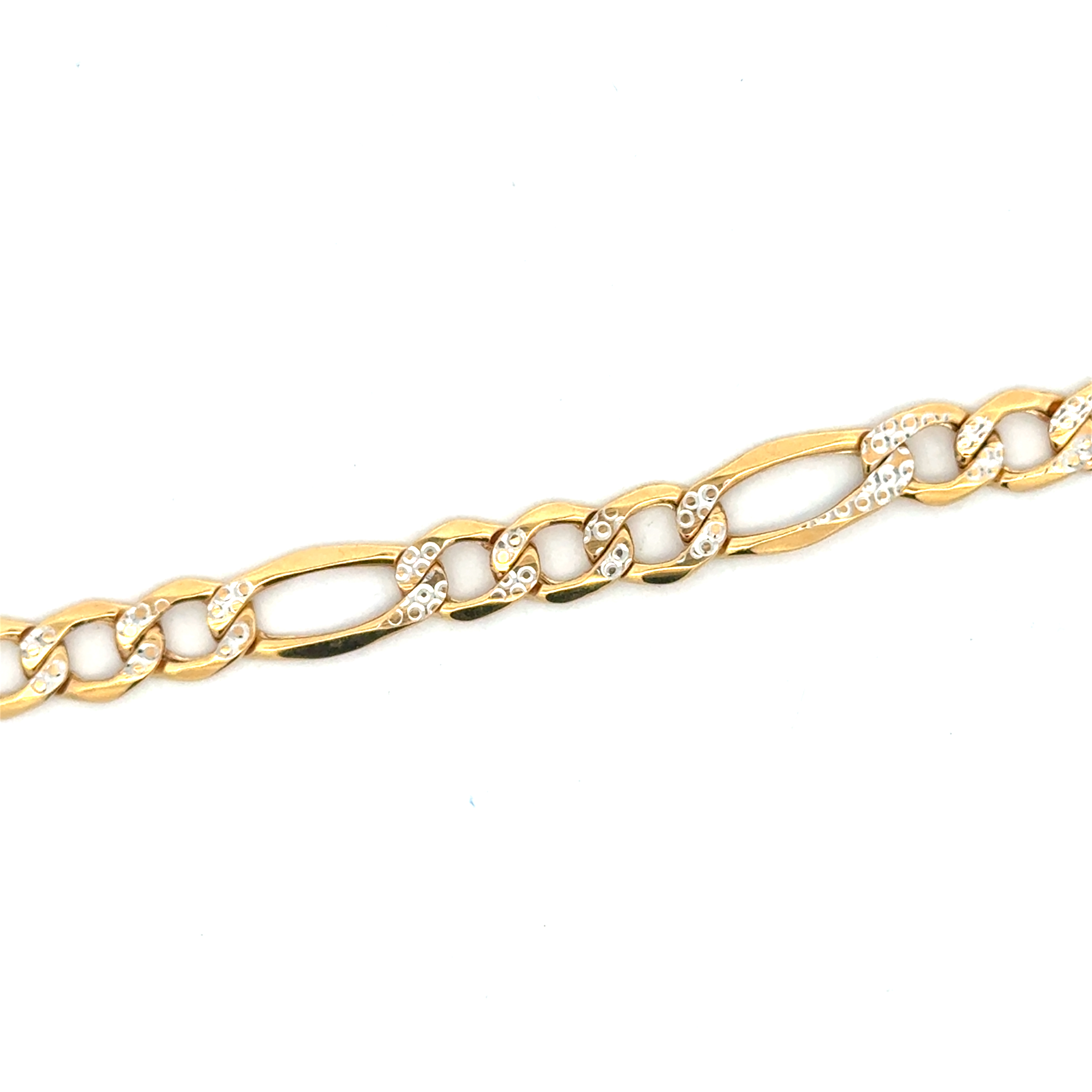 Bracelet figaro, or 2 tons (jaune et blanc) 10 carats