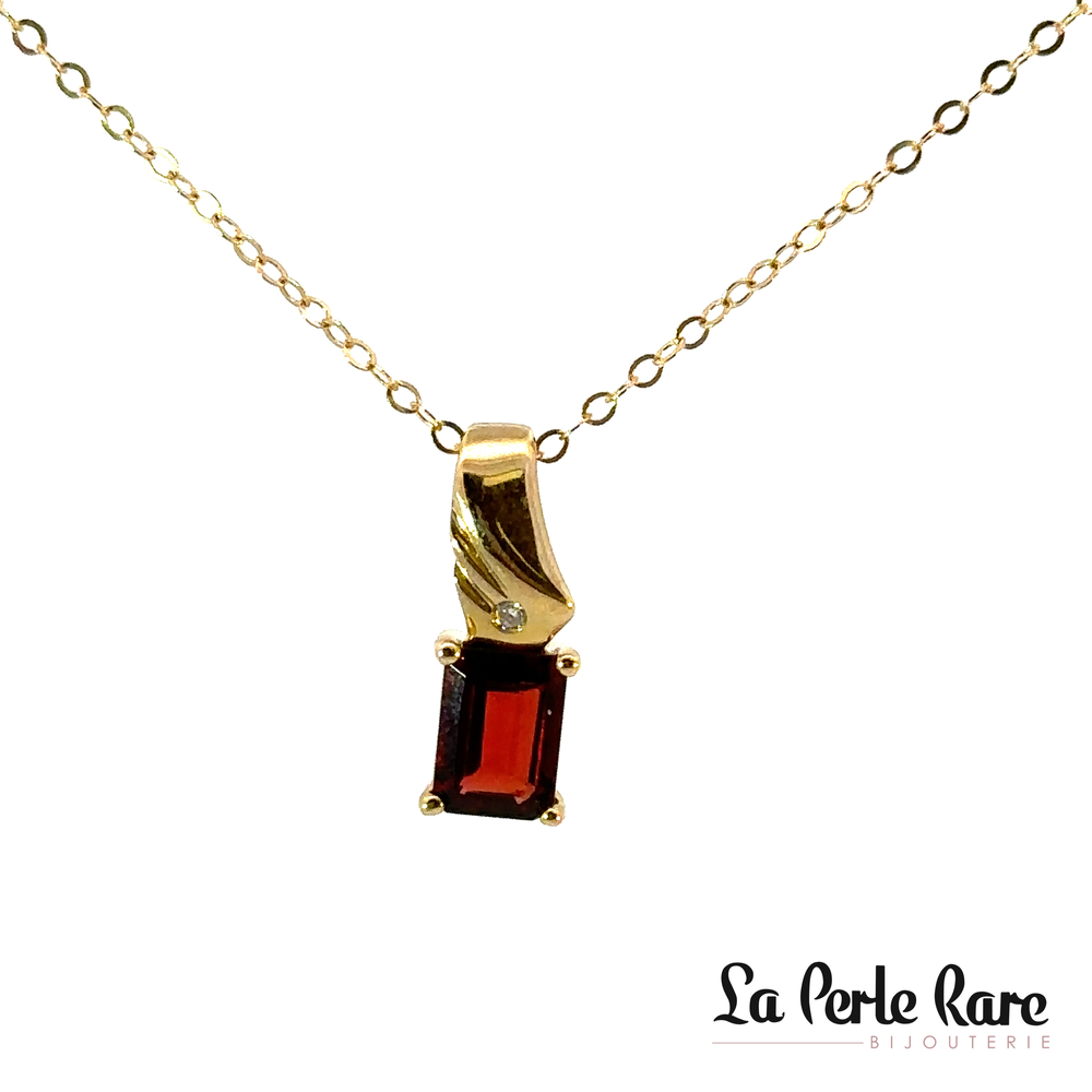 Pendentif or jaune, grenat, 2 pts dia tot - P2198-D-G - Exclusivités