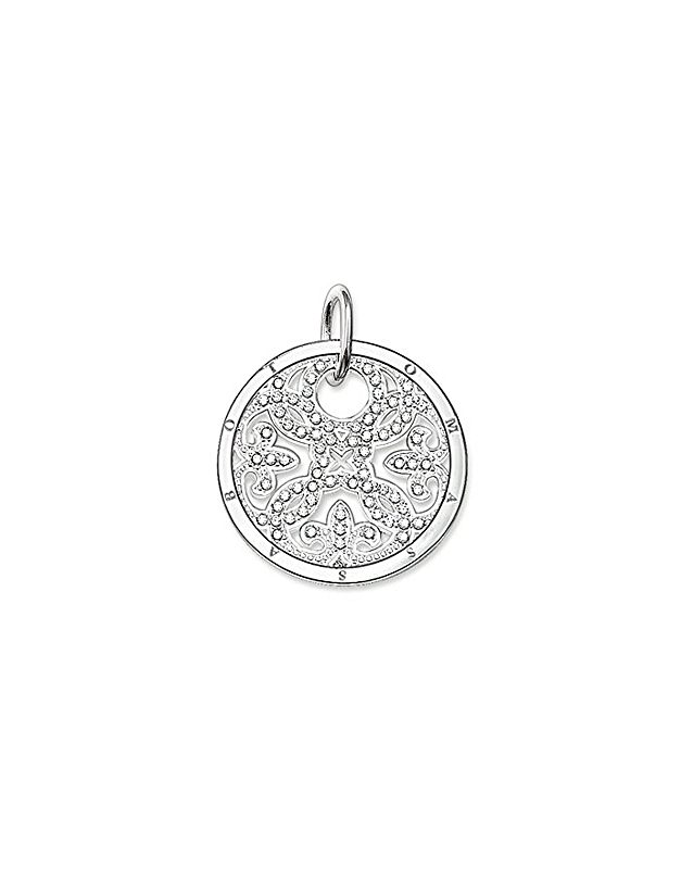 Pendentif argent, zircons incolores