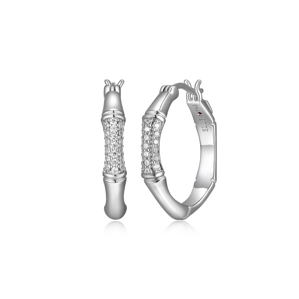 Anneaux argent sterling rhodié zircon incolore