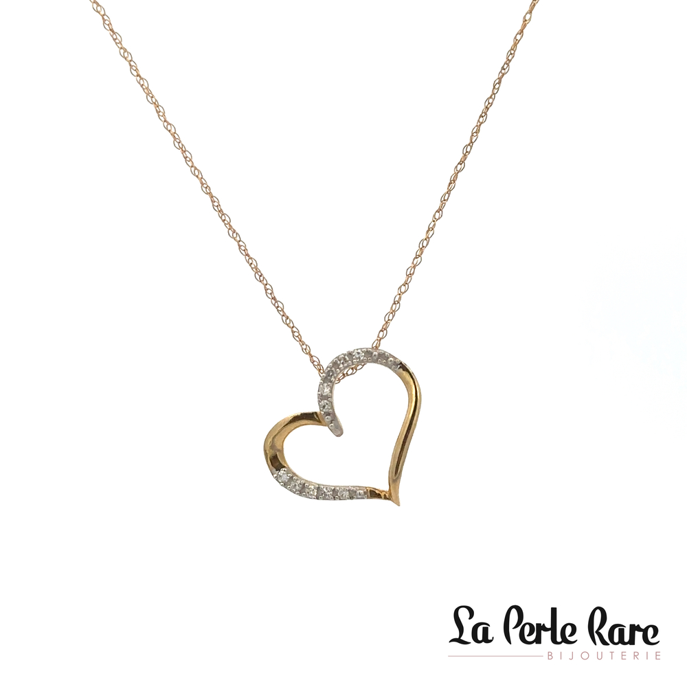 Pendentif coeur, or jaune, 7 pts dia tot - SKP19449-07 - Sk Diamonds