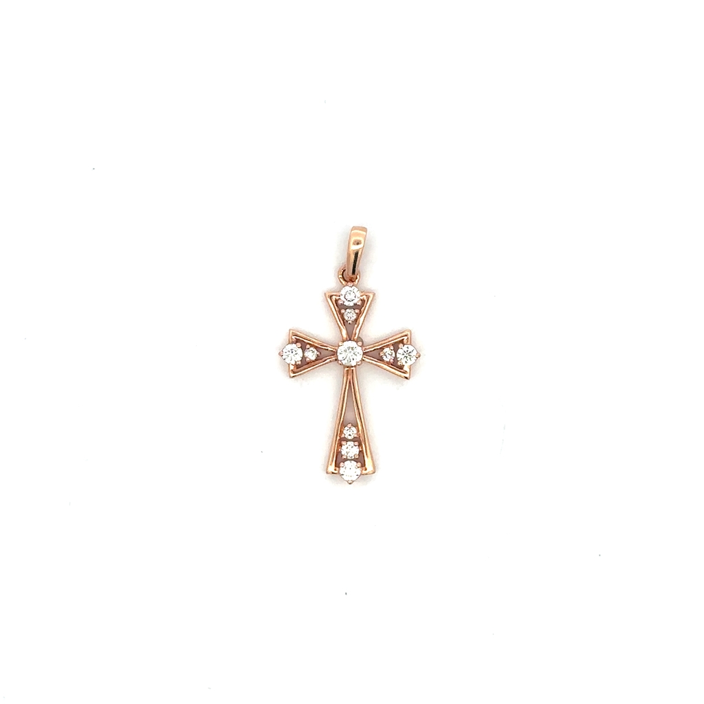 Pendentif croix or rose, 33 pts dia tot - 22702500 - Exclusivités