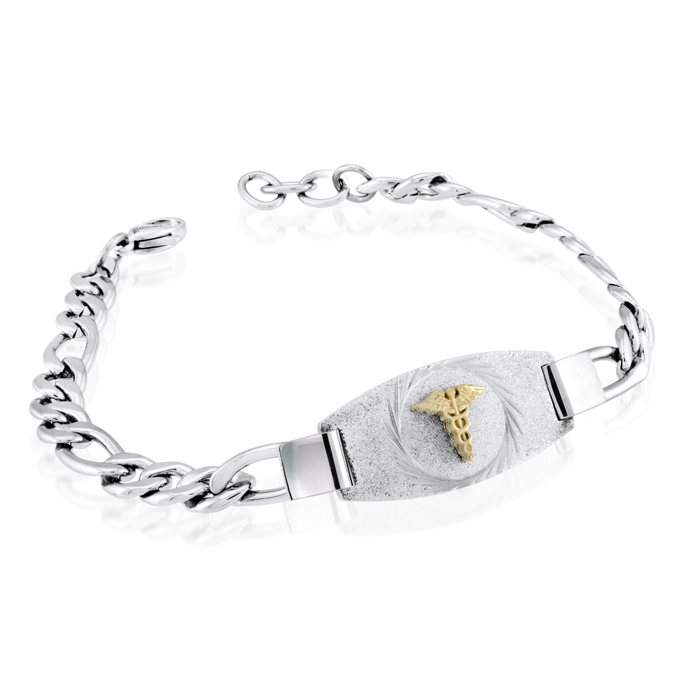 Bracelet médical, acier inoxydable 2 tons (blanc/jaune) - SMAB27-7.25 - Italgem Steel