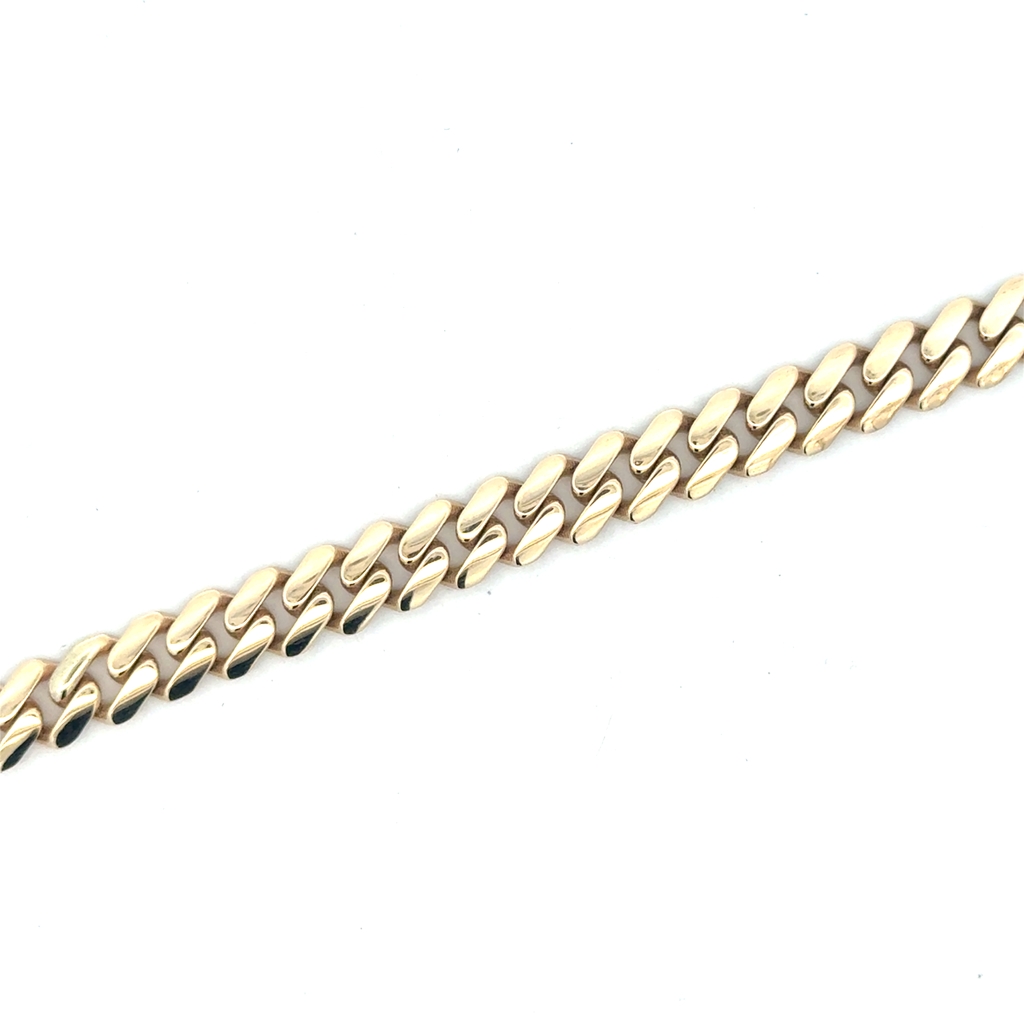 Bracelet mailles cubaines, or jaune 10 carats