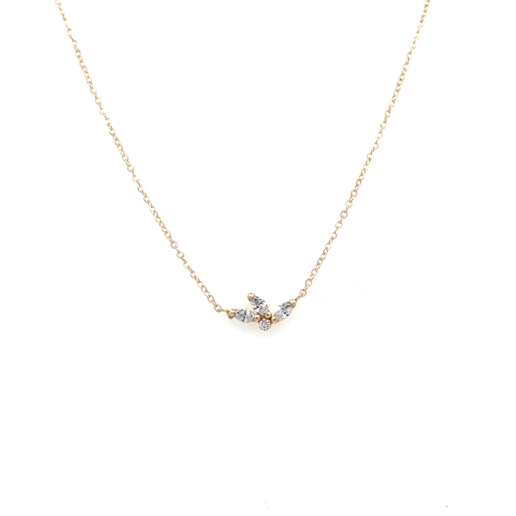 Collier or jaune 10 carats, zircons incolores