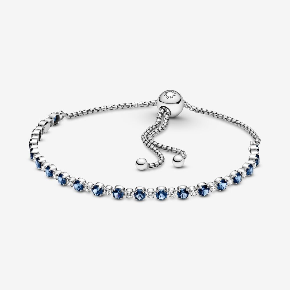 Bracelet coulissant scintillant cristal bleu, cz
