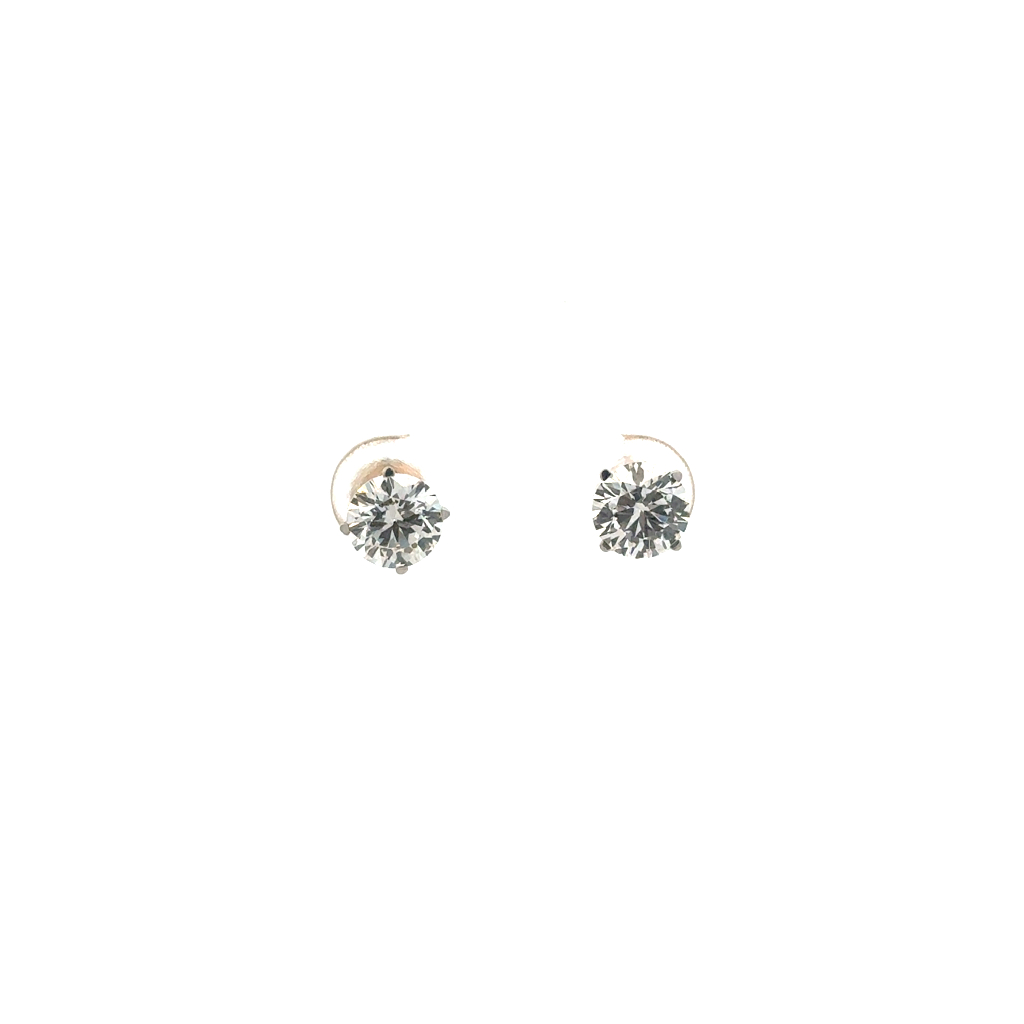 Boucles d'oreilles fixes vissées, or jaune 10 carats, 200 points de diamant de laboratoire total, VS/EF, certificat