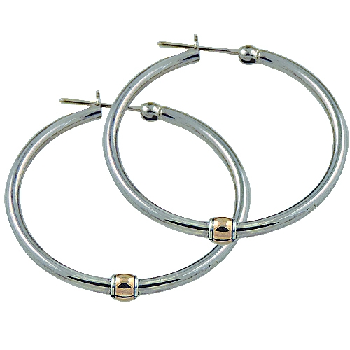 Anneaux bali en argent et or 18 kt