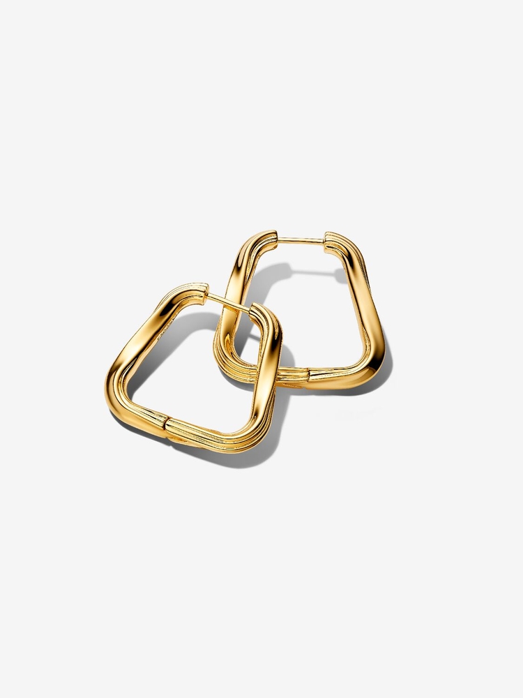 Grands anneaux carrés torsadés, métal unique plaqué d'or 14 carats - 263876C00 - Pandora