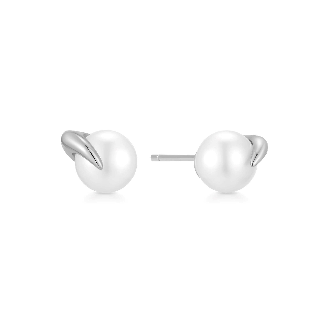 Boucles d'oreilles fixes argent rhodié, perles - E069-01H - Ania Haie