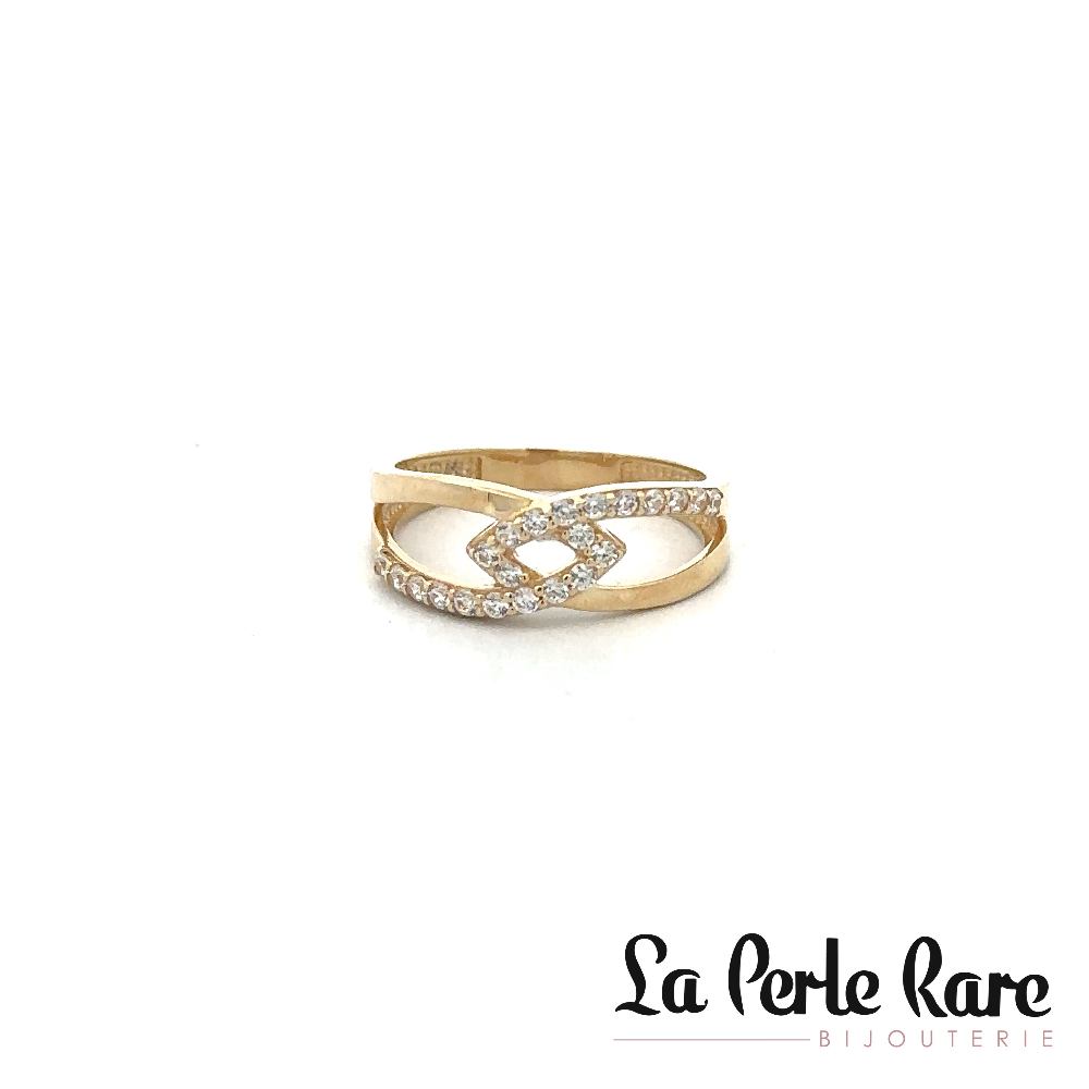 Bague or jaune 10 carats, zircons incolores - RDS01-1702-J - Exclusivités
