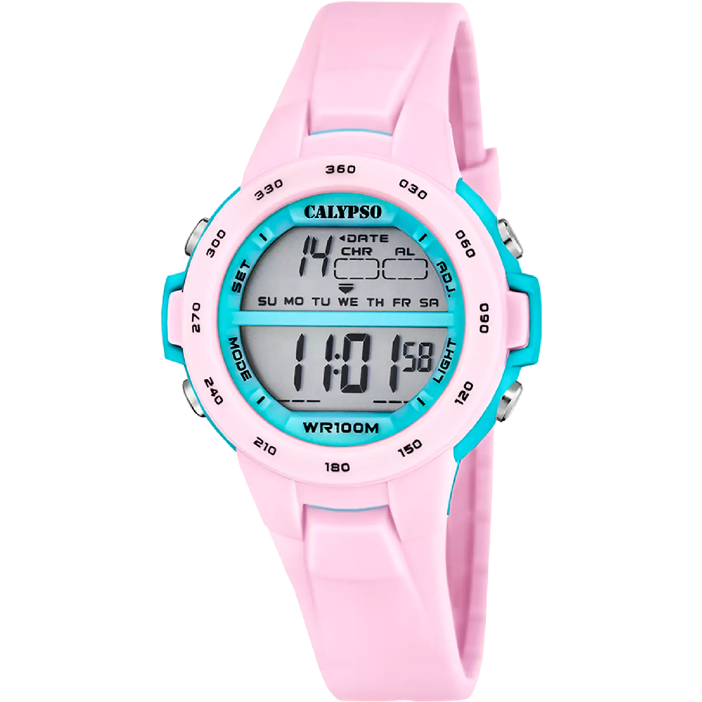 Montre silicone rose et turquoise