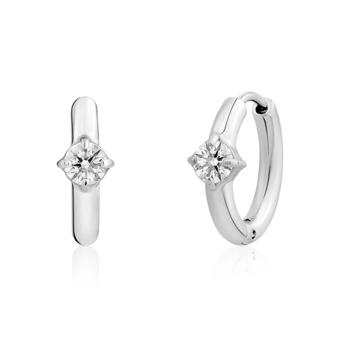Anneaux de type huggies acier inoxydable, zircons incolores - SSE210W - Arz Steel