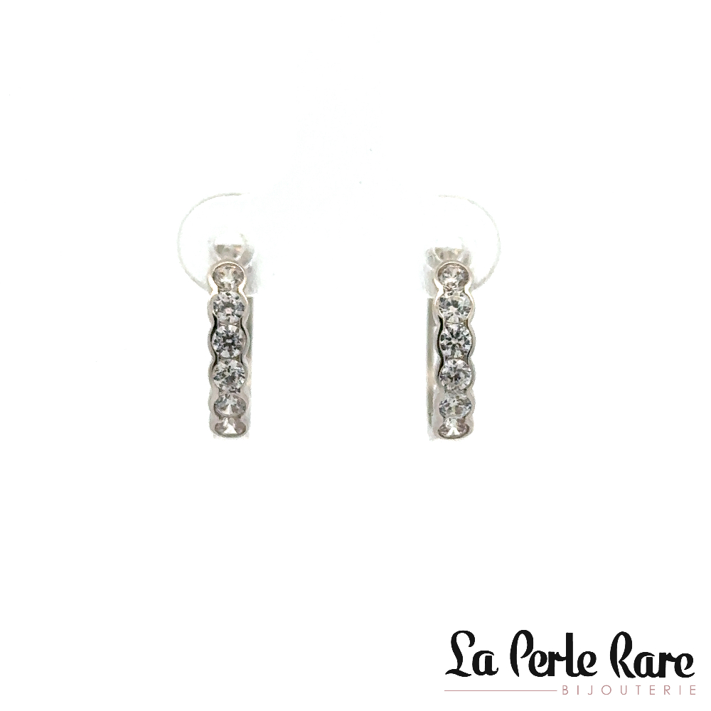 Anneaux de type huggies or blanc 10 carats, zircons incolores - EGA-30-B - Exclusivités