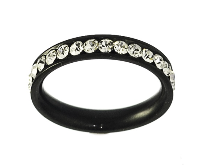 Jonc éternité, acier noir, zircons - T4X6830480 - Steelx