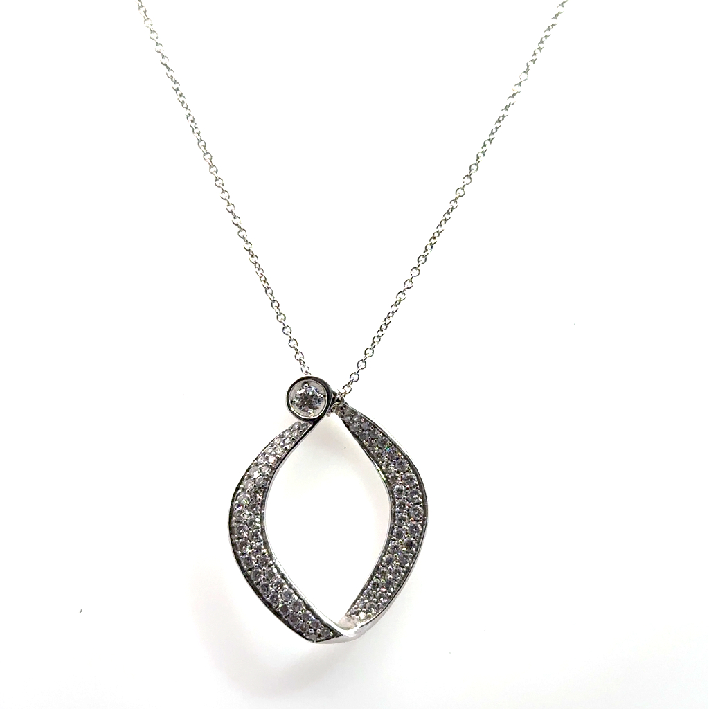 Pendentif or blanc 18 carats, 75 points de diamant total, VS/FG - DP157395482 - Simon G