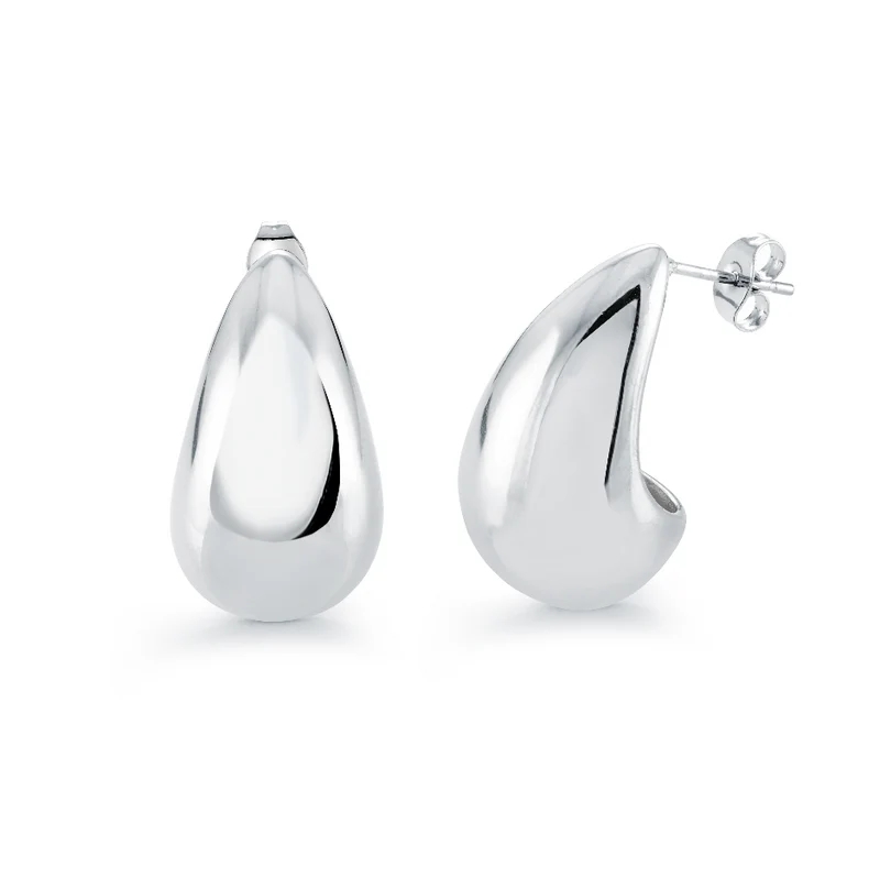 Boucles d'oreilles fixes de forme organique, acier inoxydable - SEA420 - Veloria