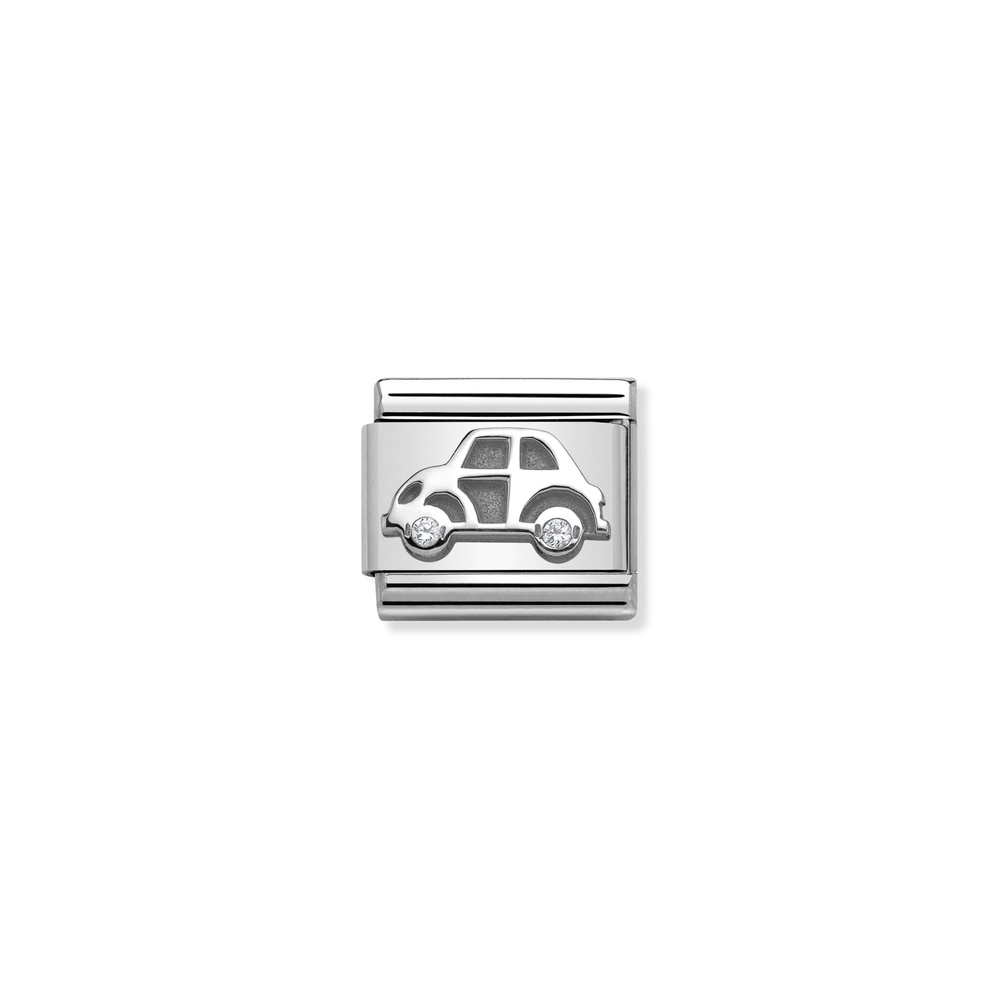 Maille classique auto, acier inoxydable, argent, zircons incolores - 33031105 - NOMINATION