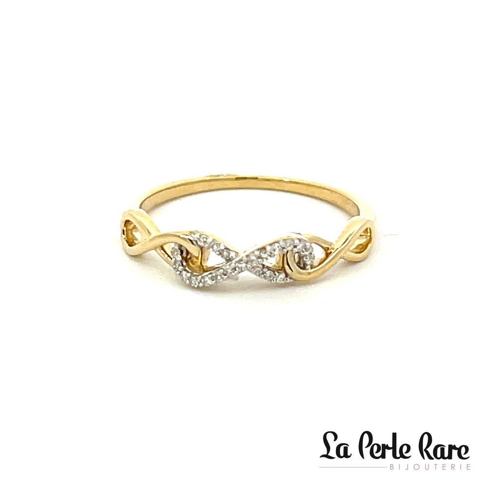 Bague symbole de l'infini, or jaune 10 carats, 5 points de diamant total - SKR32980-05CH - Exclusivités