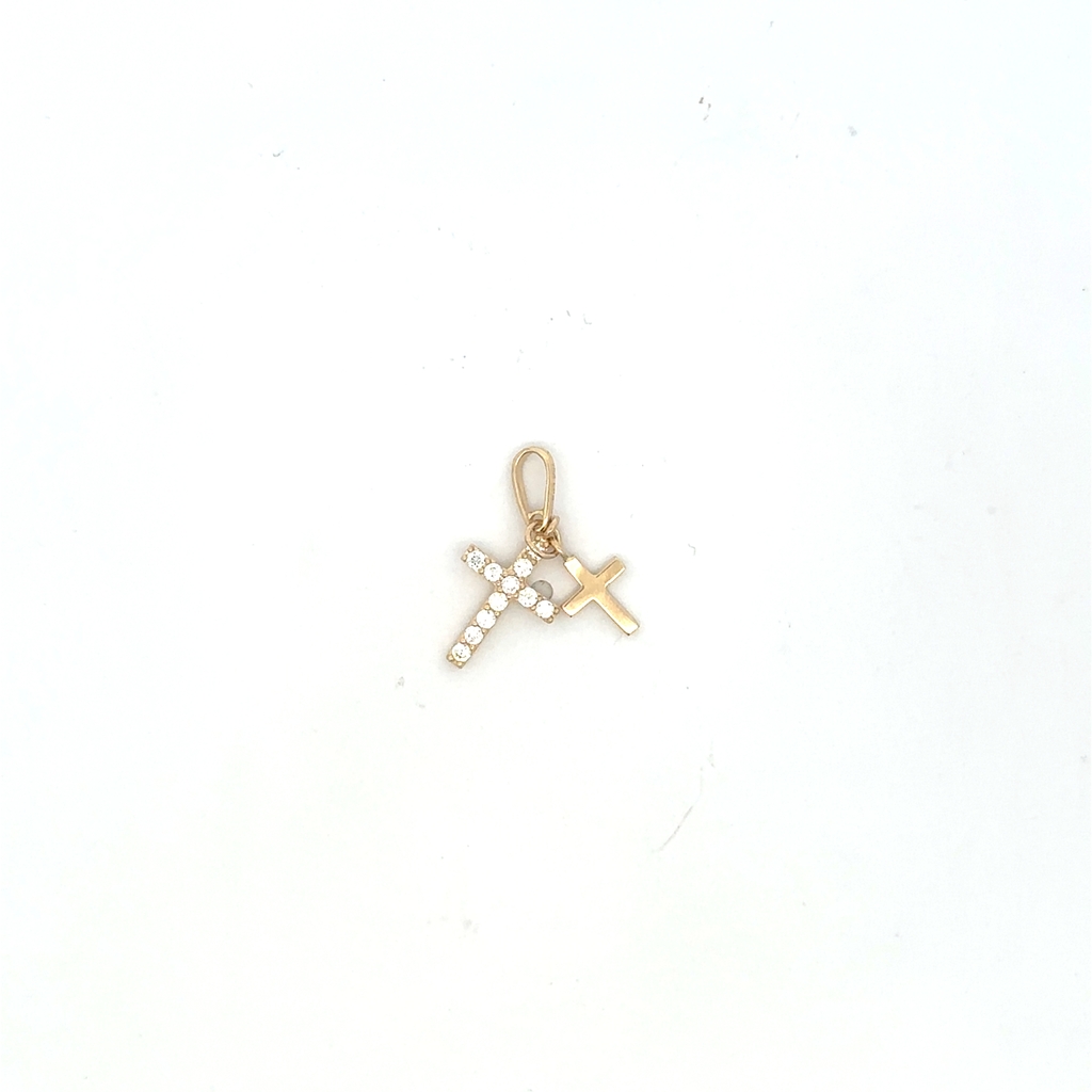 Pendentif croix, or jaune 10 carats, zircons incolores - CG47671 - Pure Romance