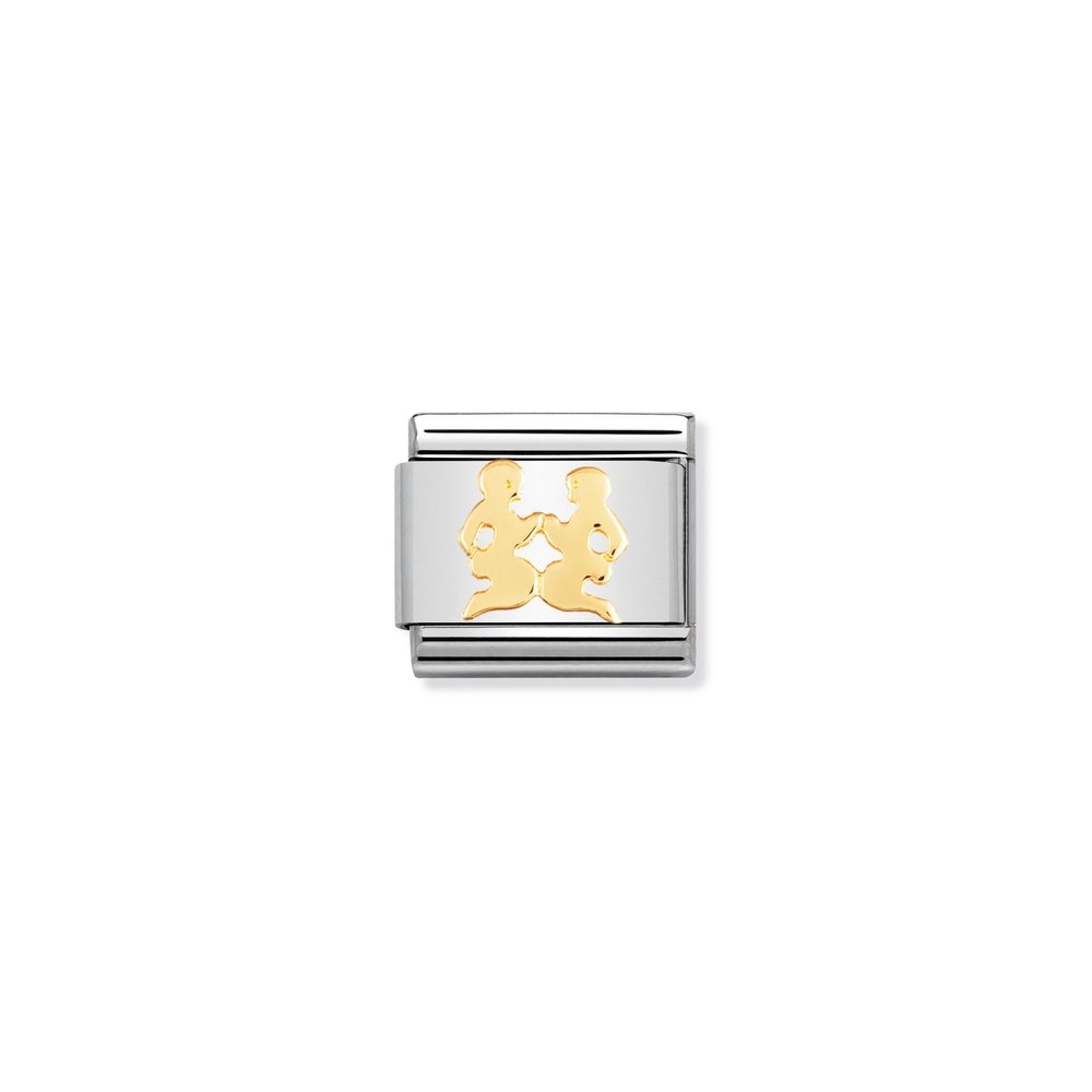 Maille classique zodiaque Gémeaux, acier inoxydable, finition or jaune 18 carats - 03010403 - NOMINATION