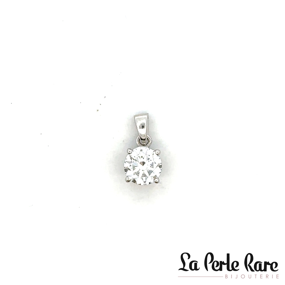 Pendentif solitaire, or blanc 14 carats, diamant de laboratoire de 100 points, certificat, VS/D-E - GP3119-100 - Exclusivités