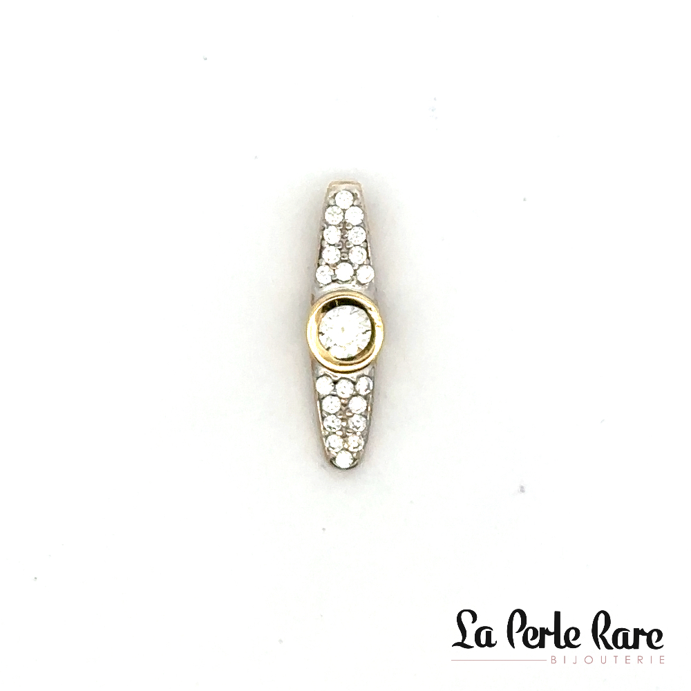 Pendentif or jaune 10 carats, zircons incolores