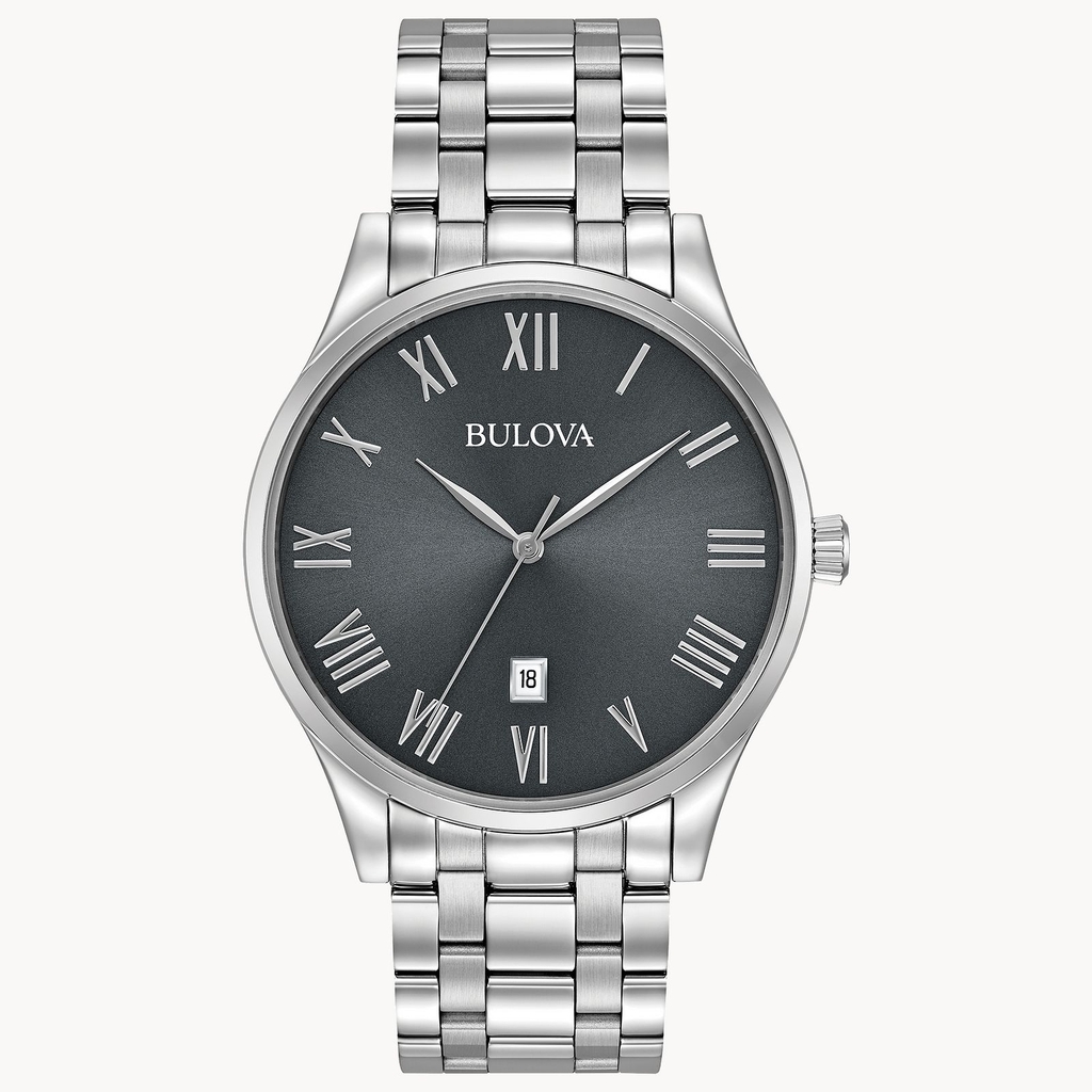 Montre Classique, acier inoxydable, fond noir - 96B261 - Bulova
