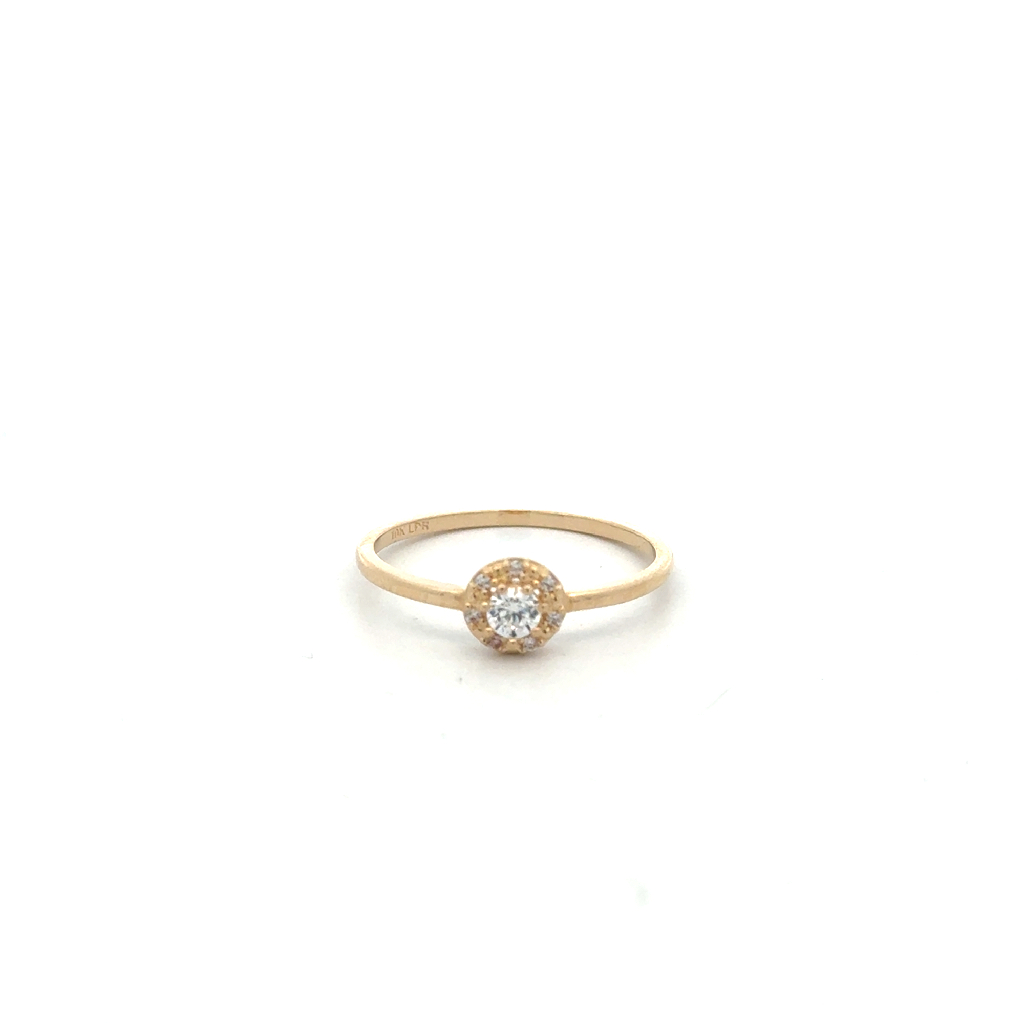 Bague or jaune 10 carats, zircons incolores