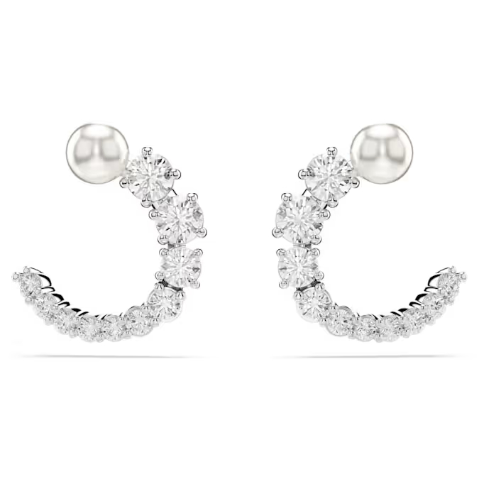 Anneaux métal rhodié, cristaux, perles - 5692260 - Swarovski