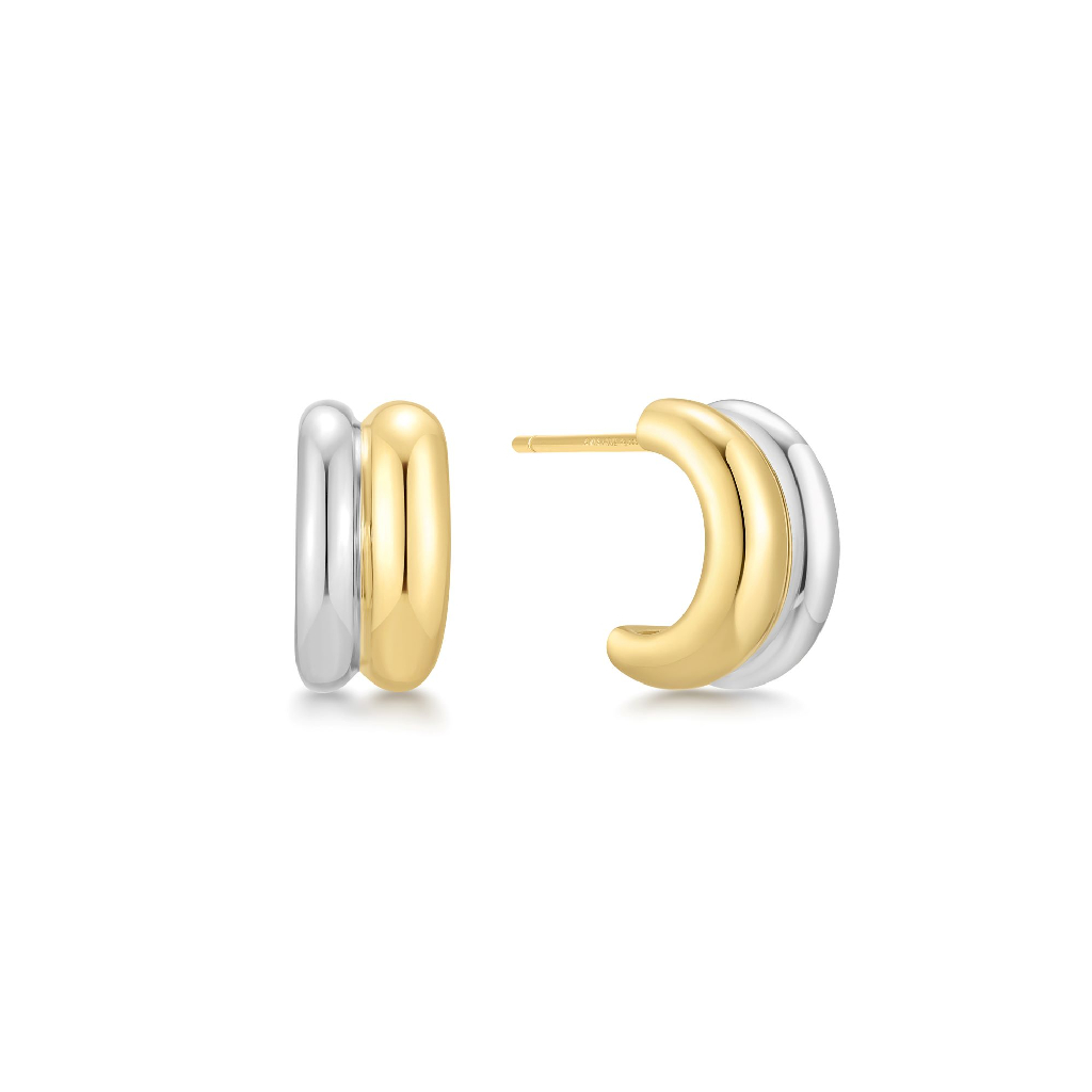 Anneaux argent 2 tons (jaune et blanc) - E067-05T - Ania Haie