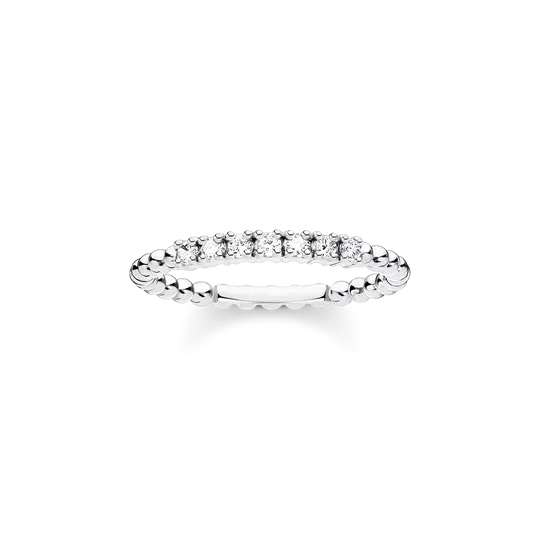Bague argent, zircons incolores