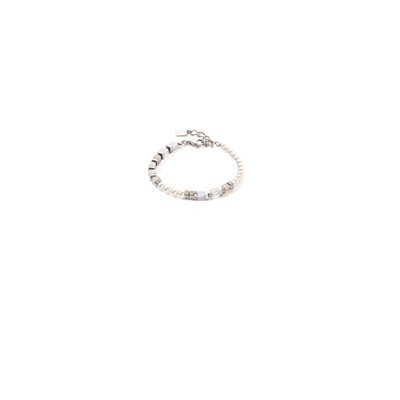 Bracelet acier inoxydable, perles d'eau douce, verre, cristaux - 4354-30-0720 - Coeur De Lion