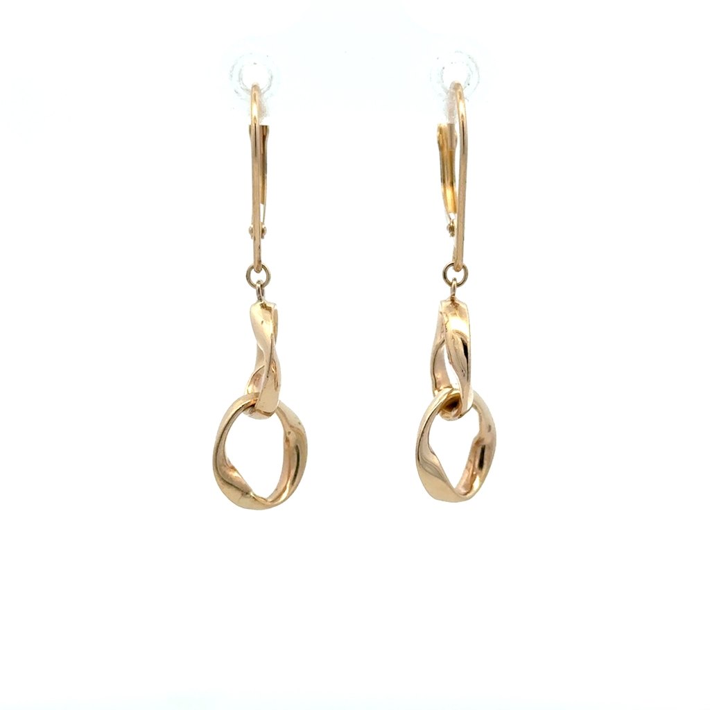 Boucles d'oreilles pendantes or jaune 14 carats