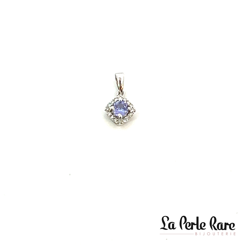 Pendentif or blanc, tanzanite, 5 pts dia tot - SKP16421-TAN - Sk Diamonds