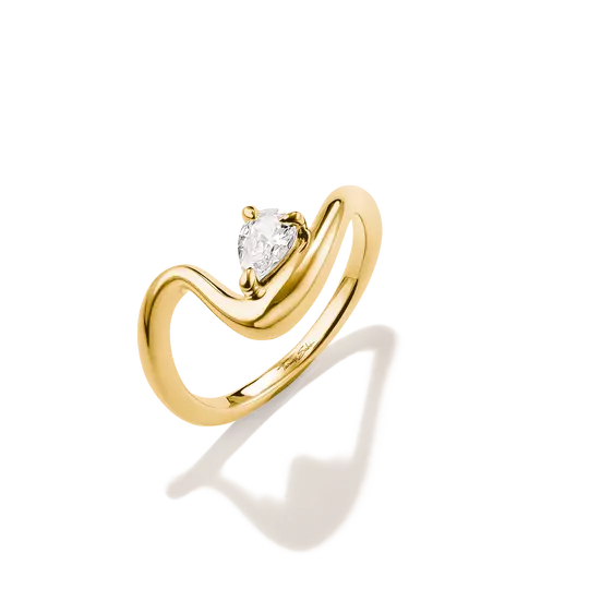Bague alliage premium plaqué or 18 carats, zircon incolore